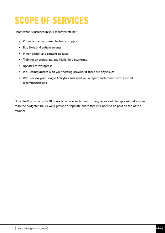 Web Development Retainer Proposal Template